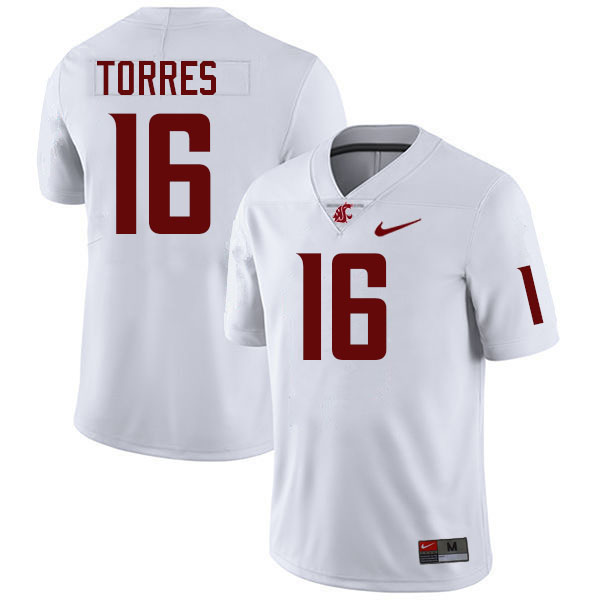 Men #16 Ethan Torres Washington State Cougars College Football Jerseys Stitched-White